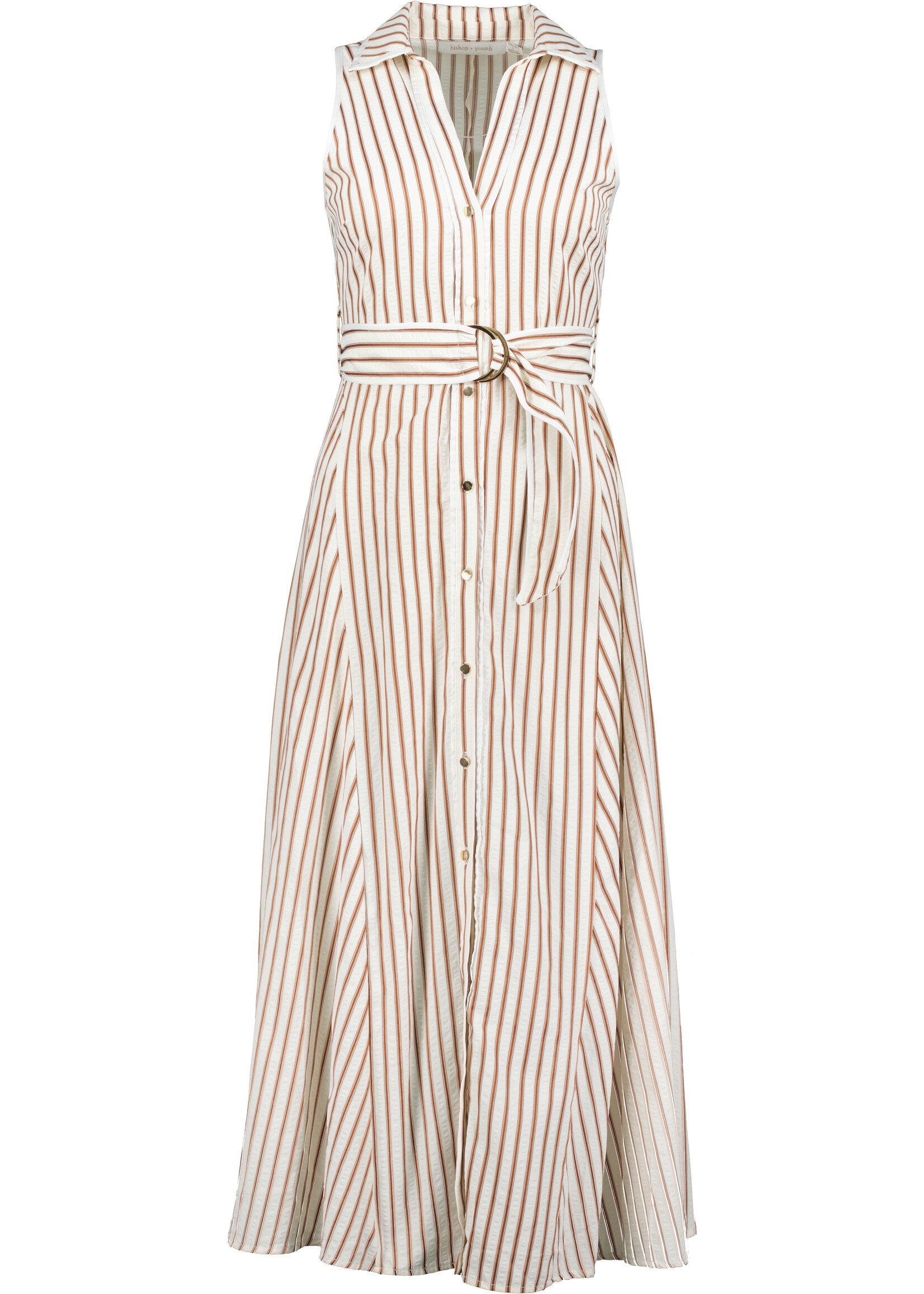 Verona Button Front Dress Brown Stripe