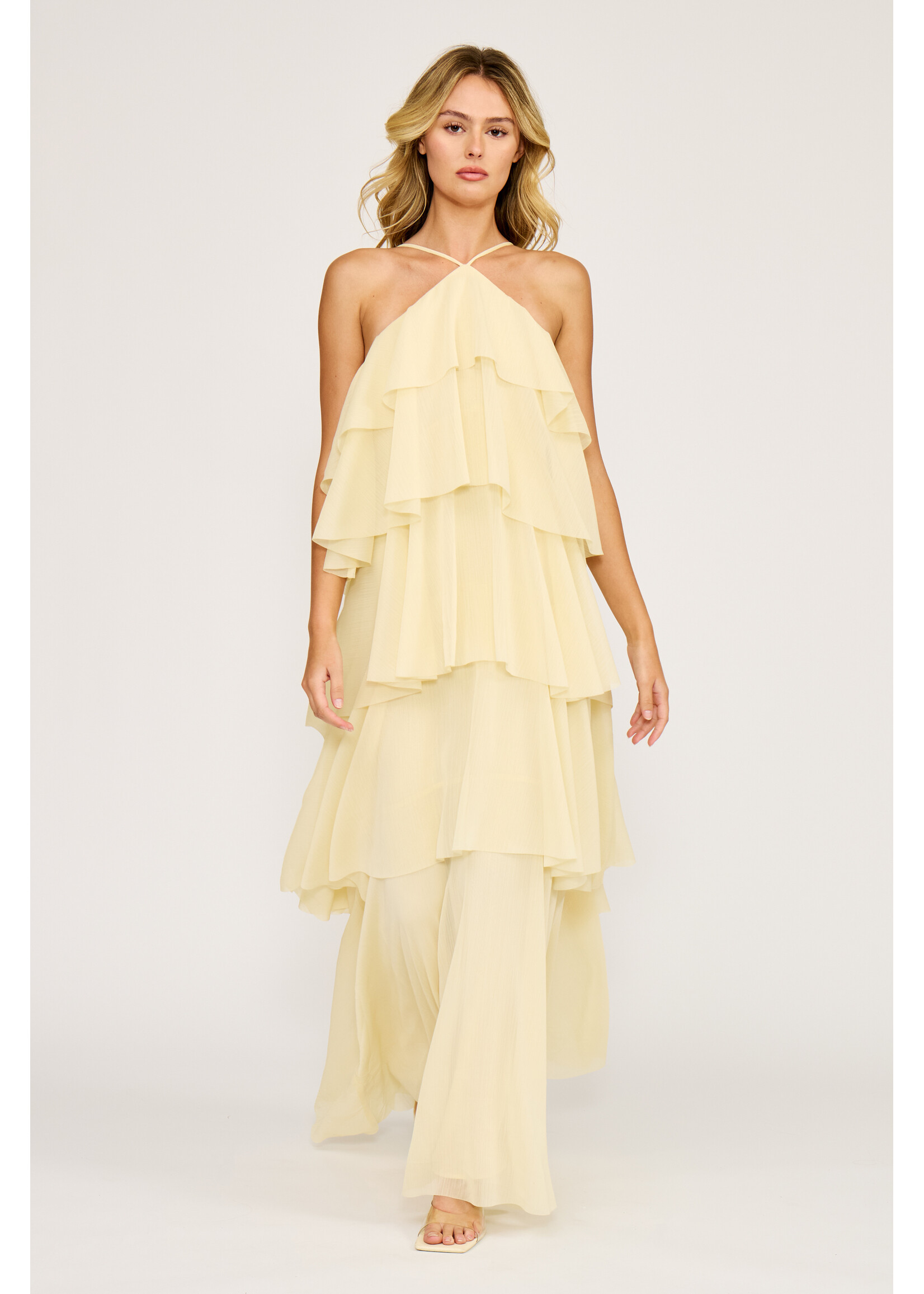 Emery Ruffle Maxi Dress Yellow