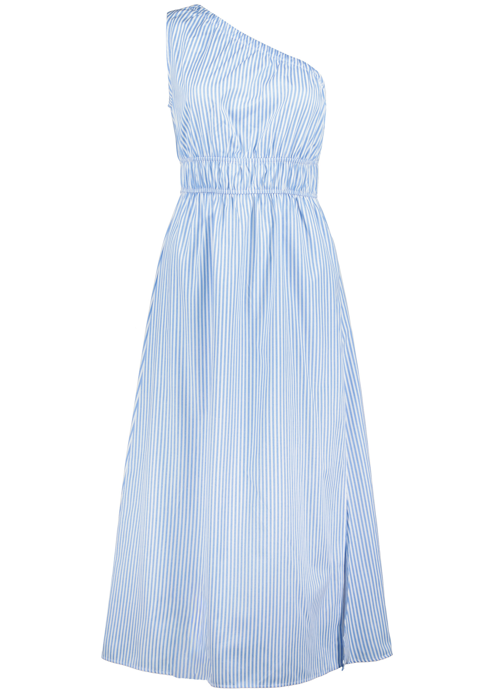 Bellano One Shoulder Dress Blue Stripe