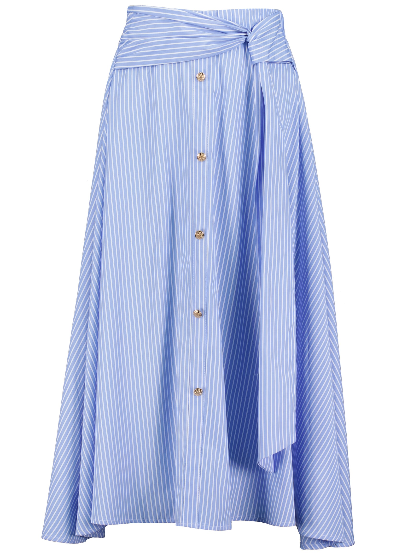 Summer Poplin Midi Skirt Blue Stripe