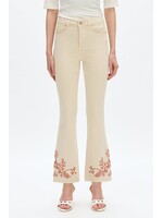 Caitlin High Rise Embroidered Bootcut Jean Off White
