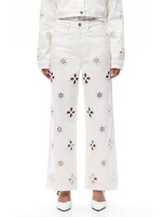 Nancy High Rise Straight Flower Cut Out White