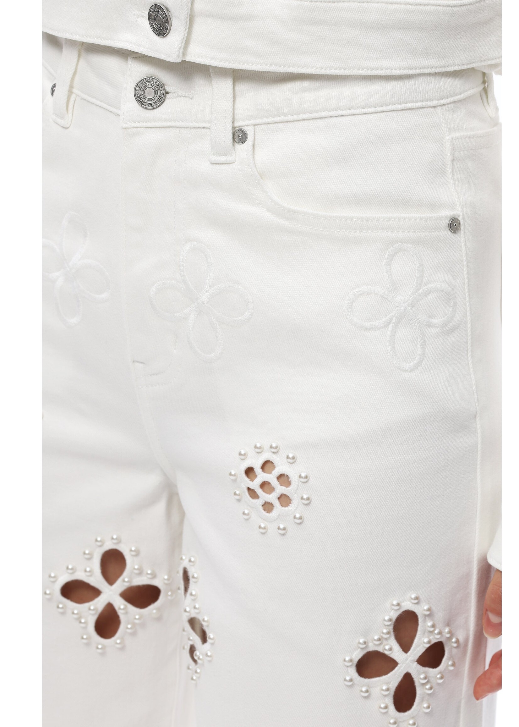 Nancy High Rise Straight Flower Cut Out White