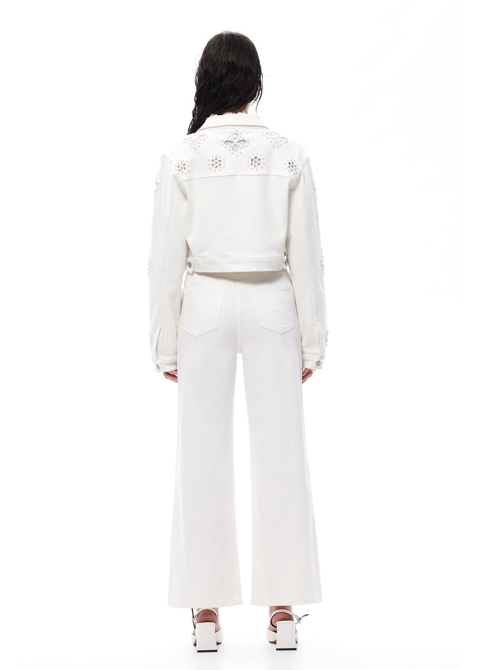 Nancy High Rise Straight Flower Cut Out White