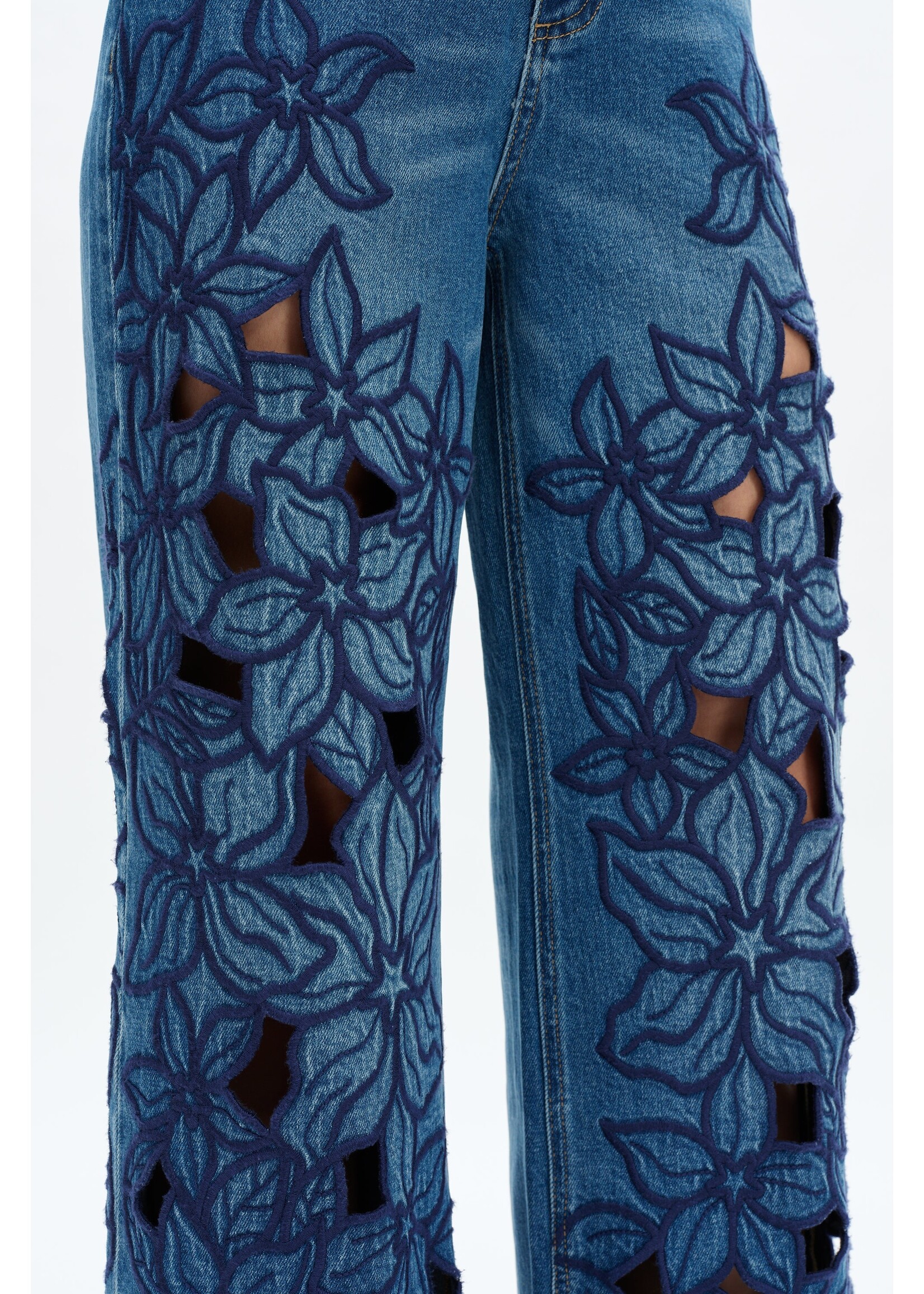 Sloane High Rise Wide Leg Cutout Blue