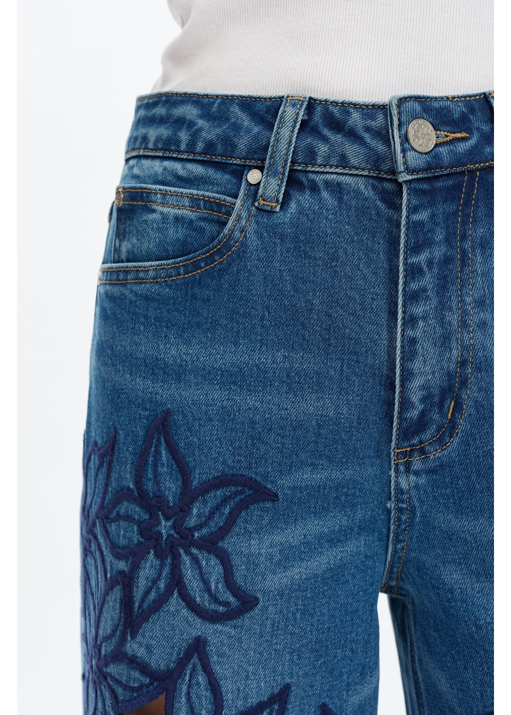 Sloane High Rise Wide Leg Cutout Blue