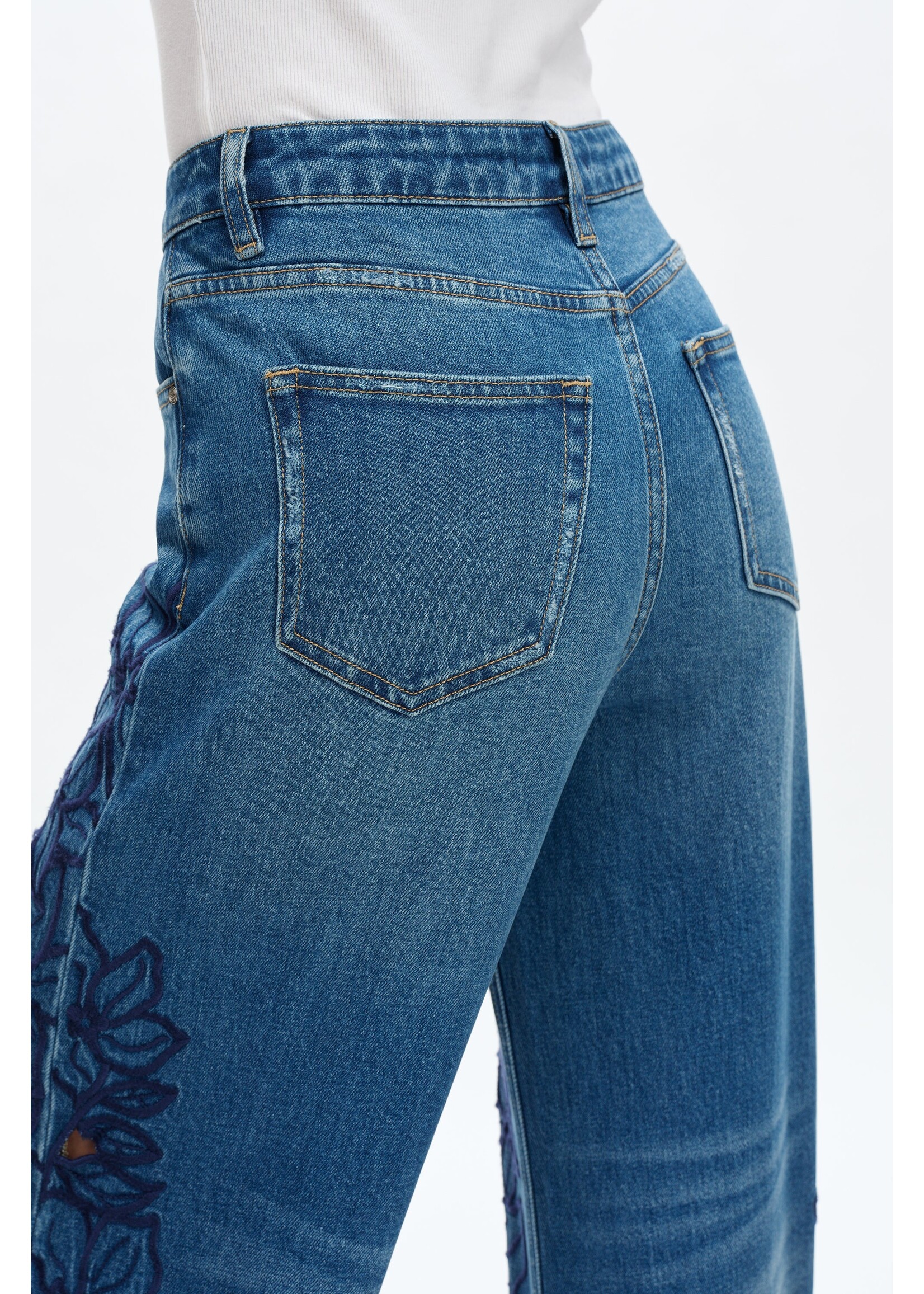 Sloane High Rise Wide Leg Cutout Blue