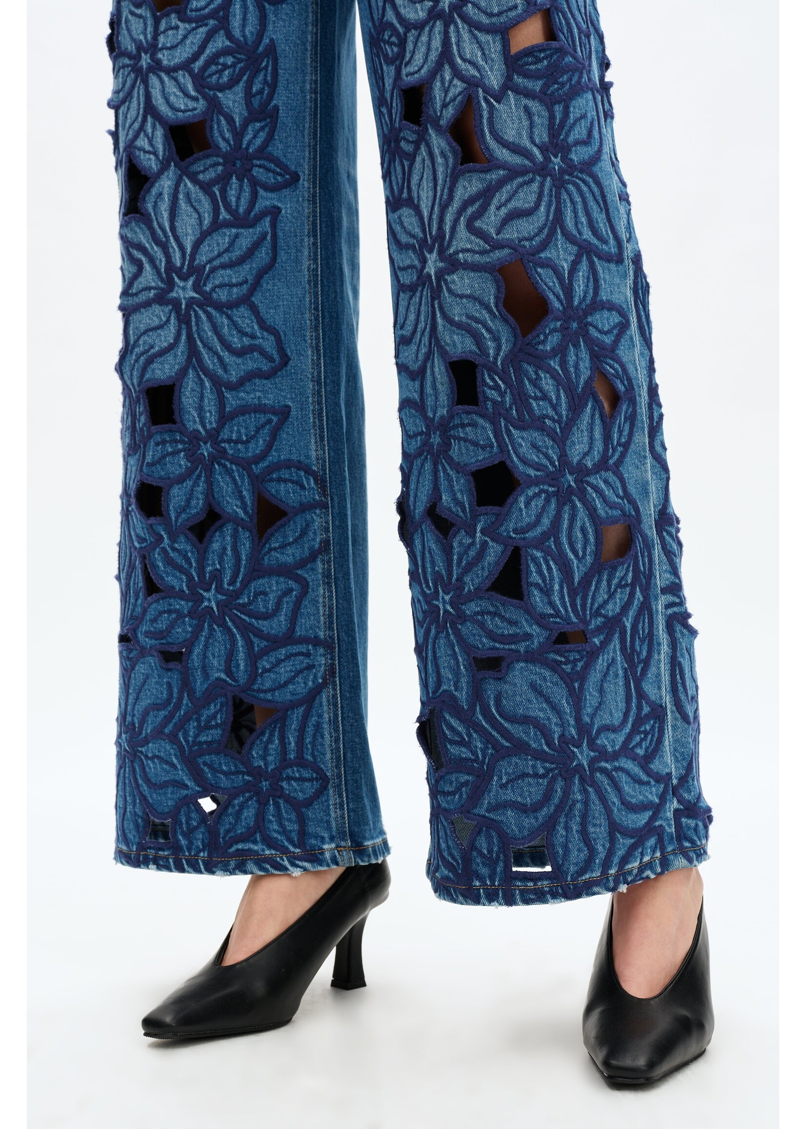 Sloane High Rise Wide Leg Cutout Blue