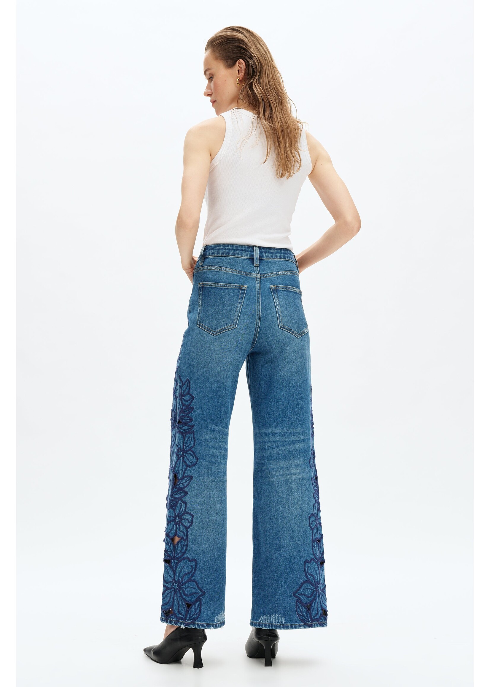 Sloane High Rise Wide Leg Cutout Blue