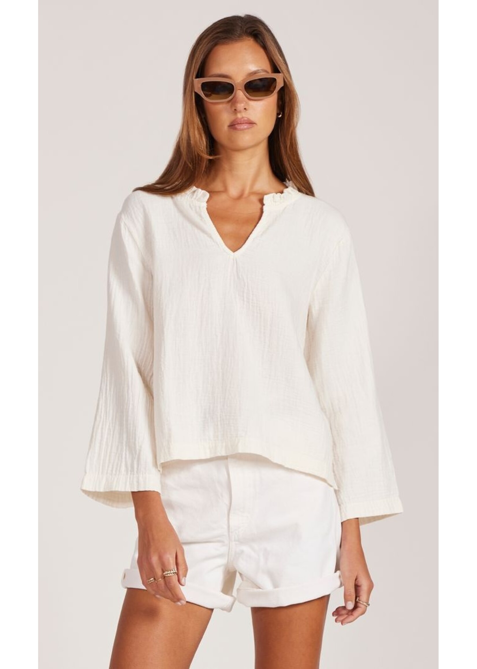 3/4 Sleeve Shell Top Linen