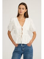 Melanie 3D Flower Tie Blouse White