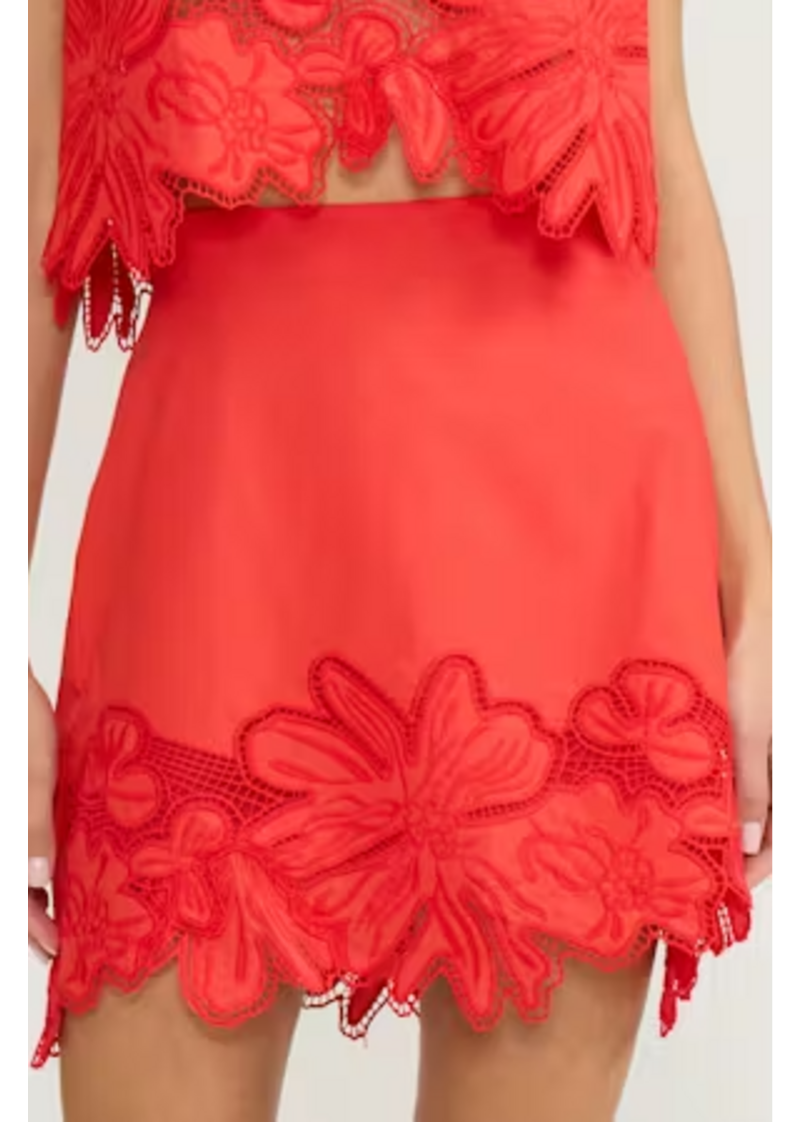Lina Eyelet Mini Skirt Red