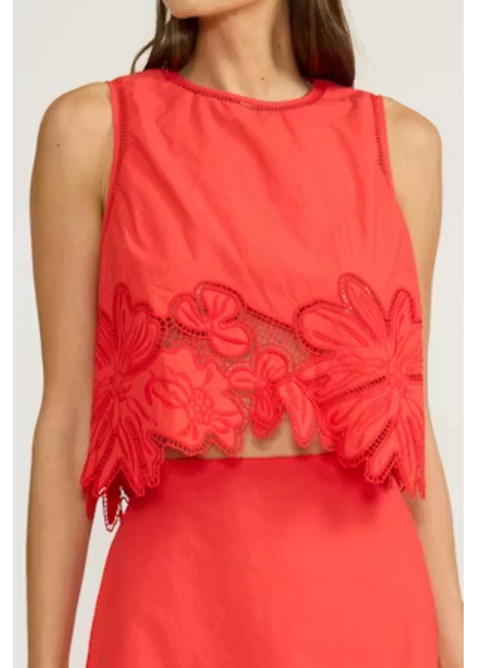 Kayla Eyelet Sleeveless Blouse Red