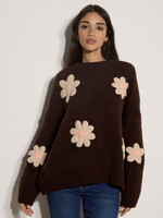 Embroidered Pure Daisy Sweater Brown