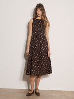 Polka Dot Fit & Flare Dress Brown