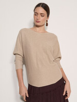 Metallic Ribbed Batwing Top Gold