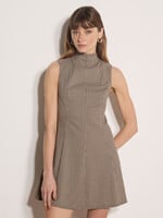 Mini Check Fit & Flare Dress Brown