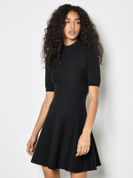 Fit & Flare Ribbed Mini Dress Black