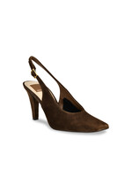 Gessia Square Suede Heel Dark Brown