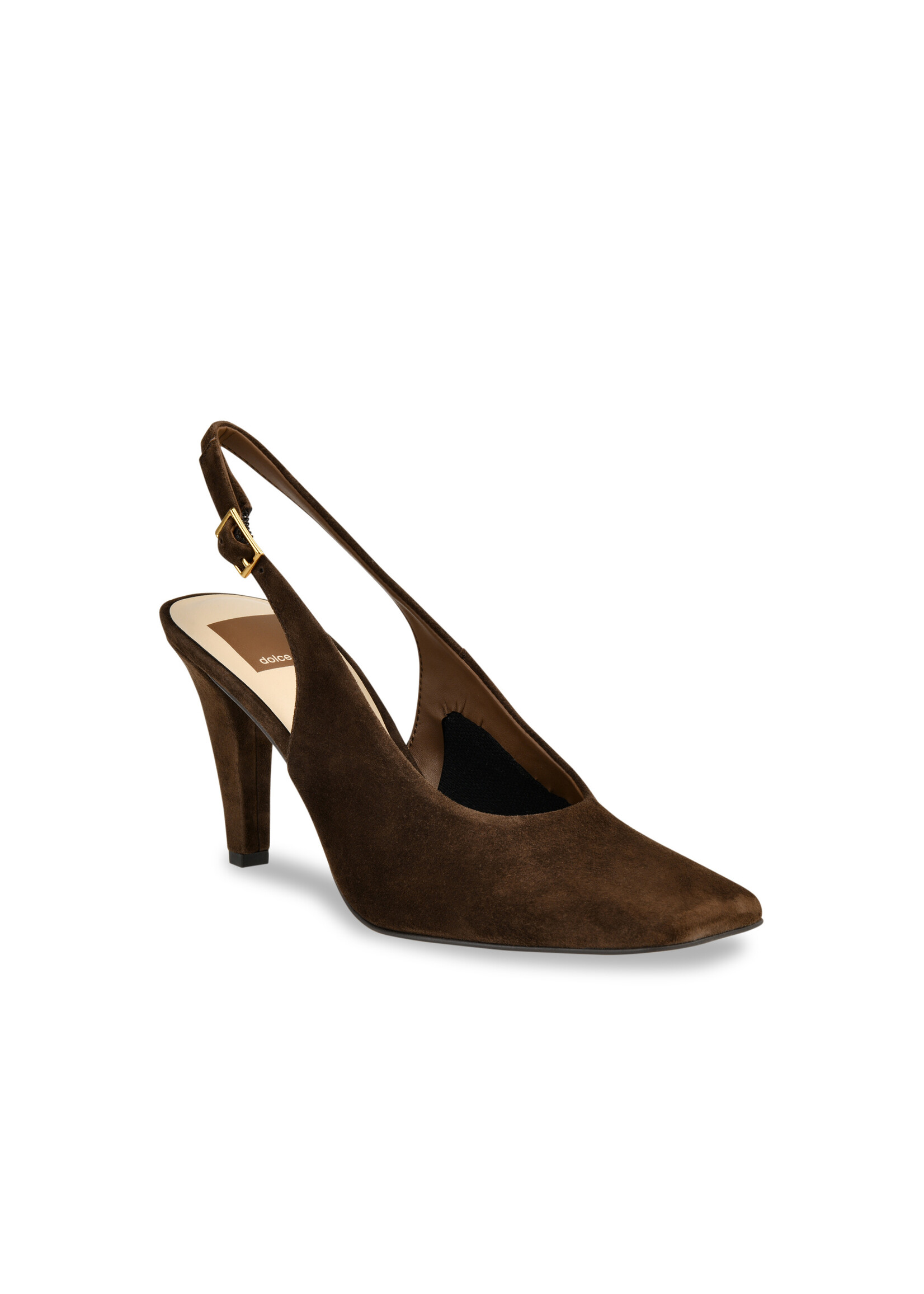 Gessia Square Suede Heel Dark Brown