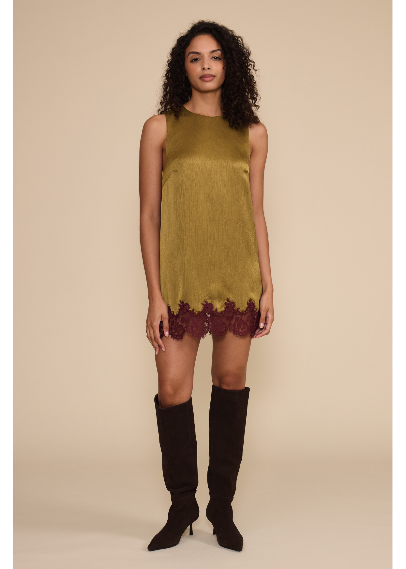 Roxy Lace Hem Dress Chartreuse