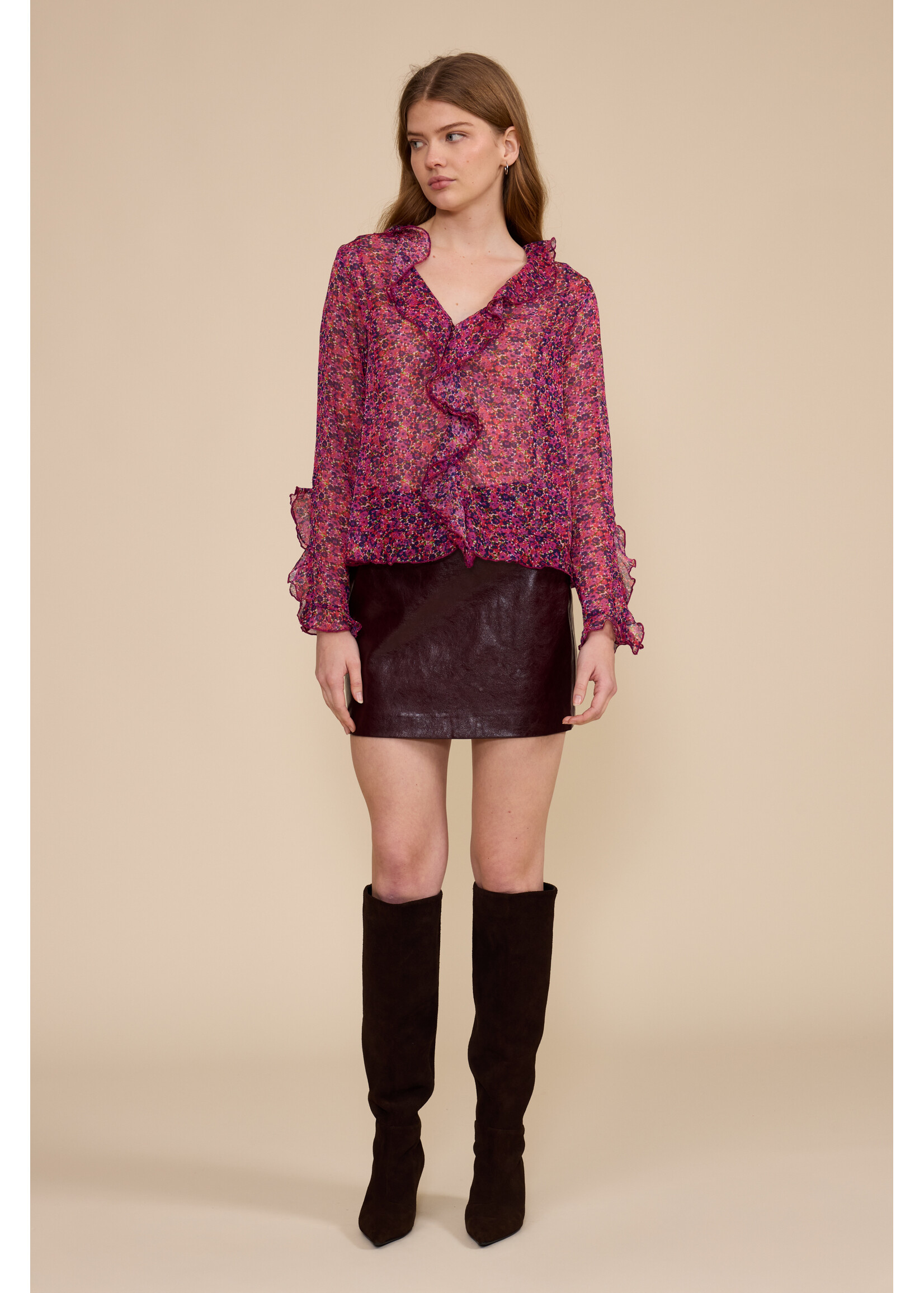 Hart Faux Leather Mini Skirt Wine