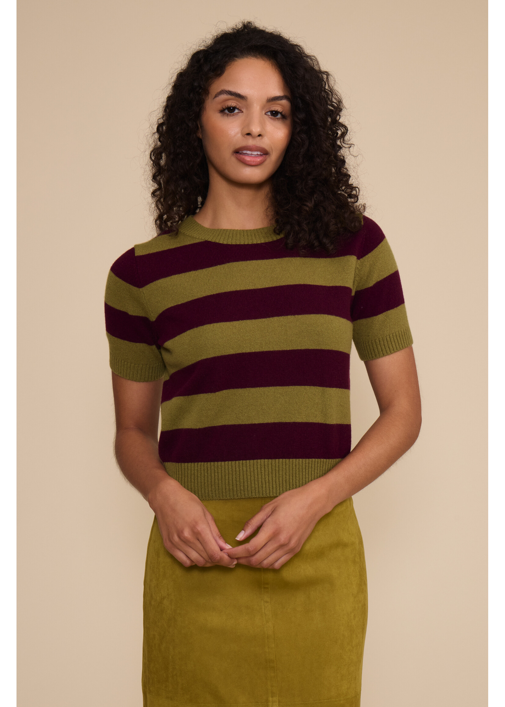 Bobbie Knit Striped Top Green/Plum