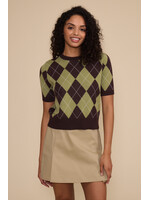 Quinn Argyle Knit Top Brown/Green