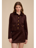 Lian Mini Faux Suede Skirt Dark Brown