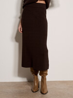 Fine Gauge Cable Knit Midi Skirt Brown