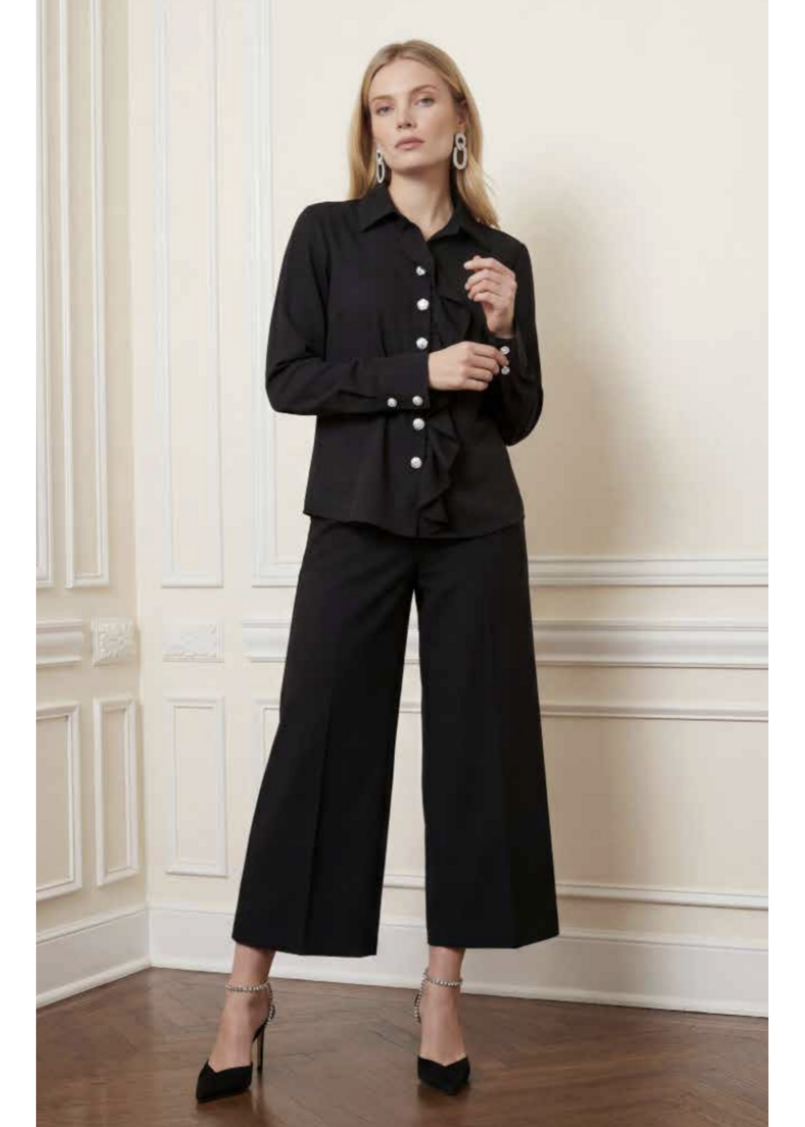 Proper Ruffle Front Blouse Black