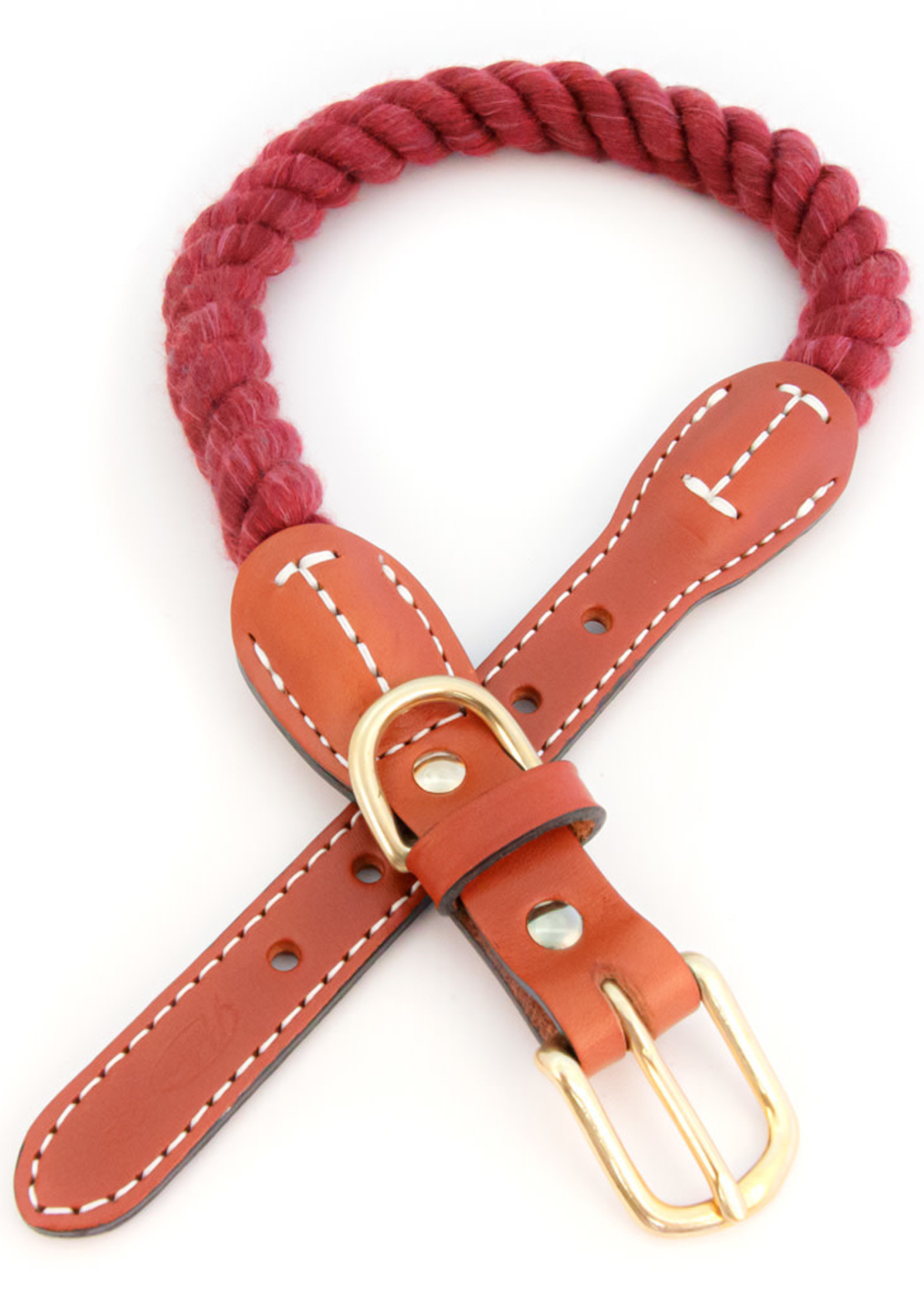 Auburn Leathercrafters Auburn Leather Maroon Cotton/Leather Collar 3/4"x18"