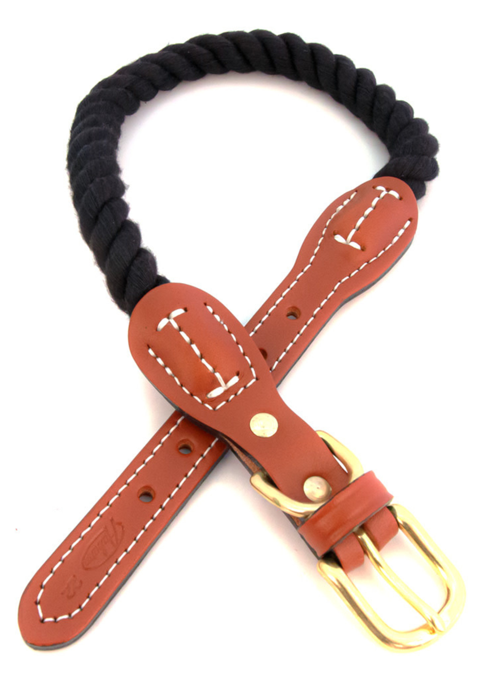 Auburn Leathercrafters Auburn Leather Black Cotton/Leather Collar 3/4"x18"