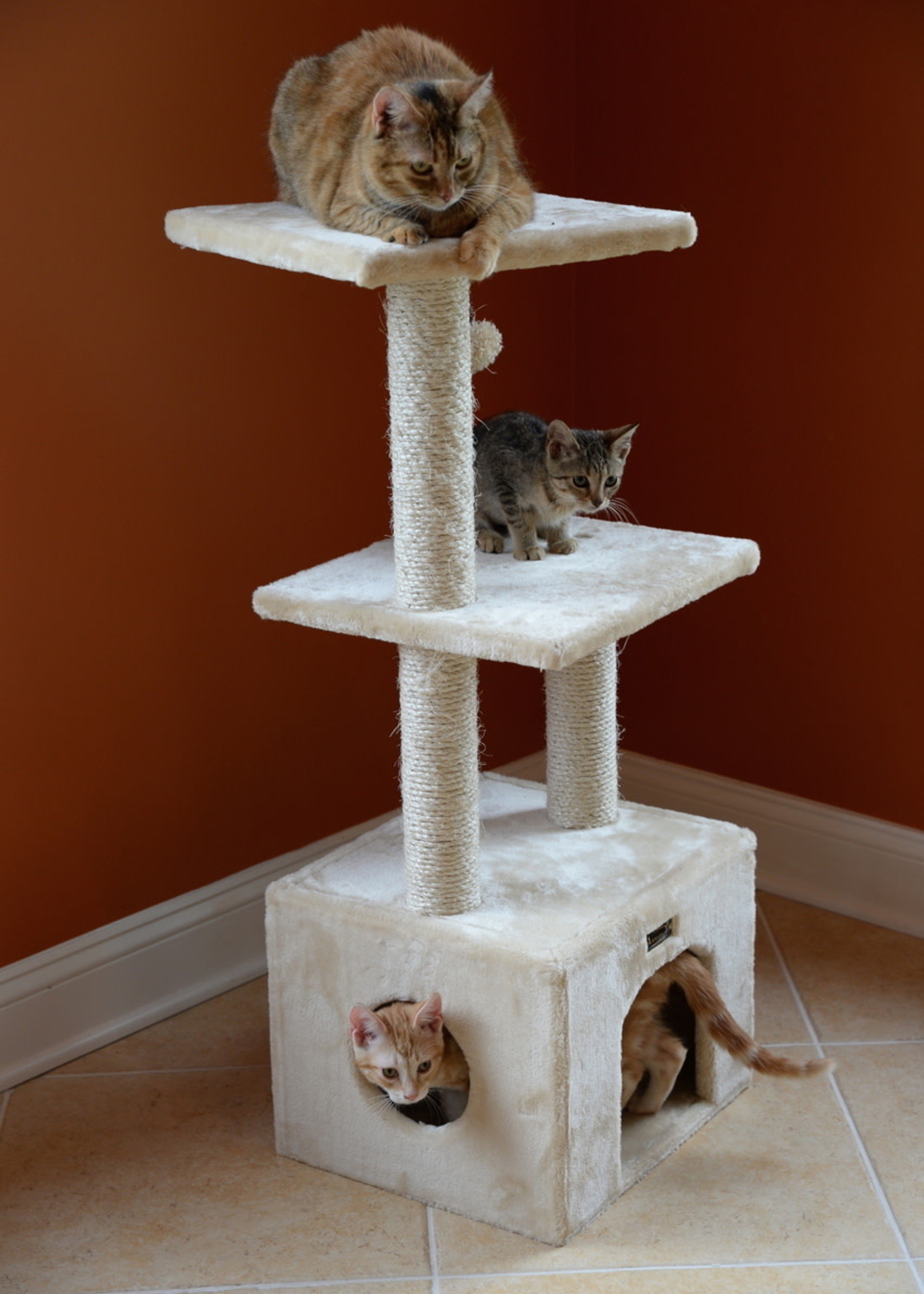 Armarkat Armarkat 39" 3-Tier Cat Condo w/Sisal Scratching Post Beige