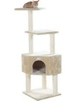 GleePet GleePet GP78480321 48-Inch Cat Tree In Beige With Perch And Playhouse