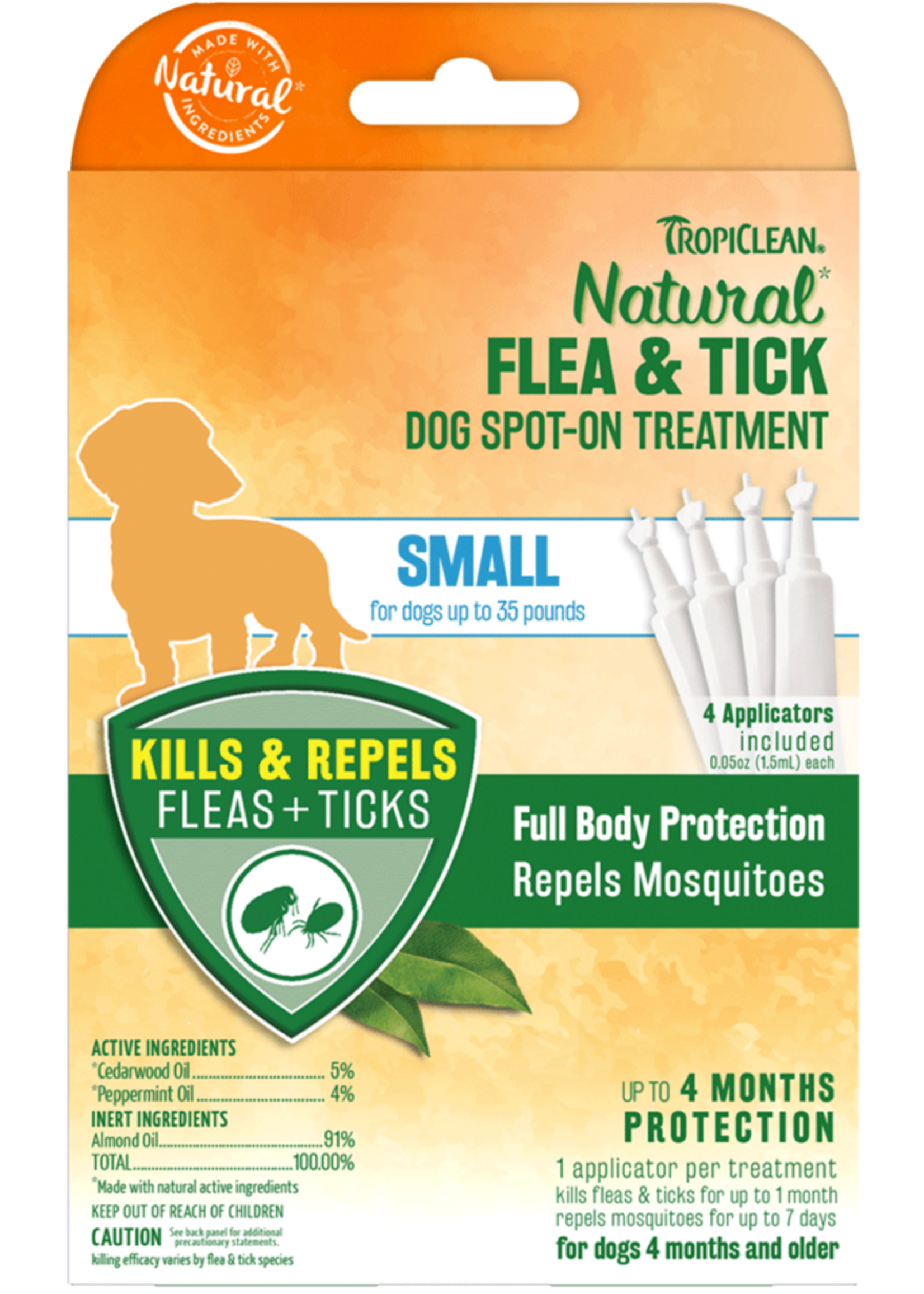 Tropiclean Tropiclean Flea & Tick Spot On Treatment Dog Small 4 pk