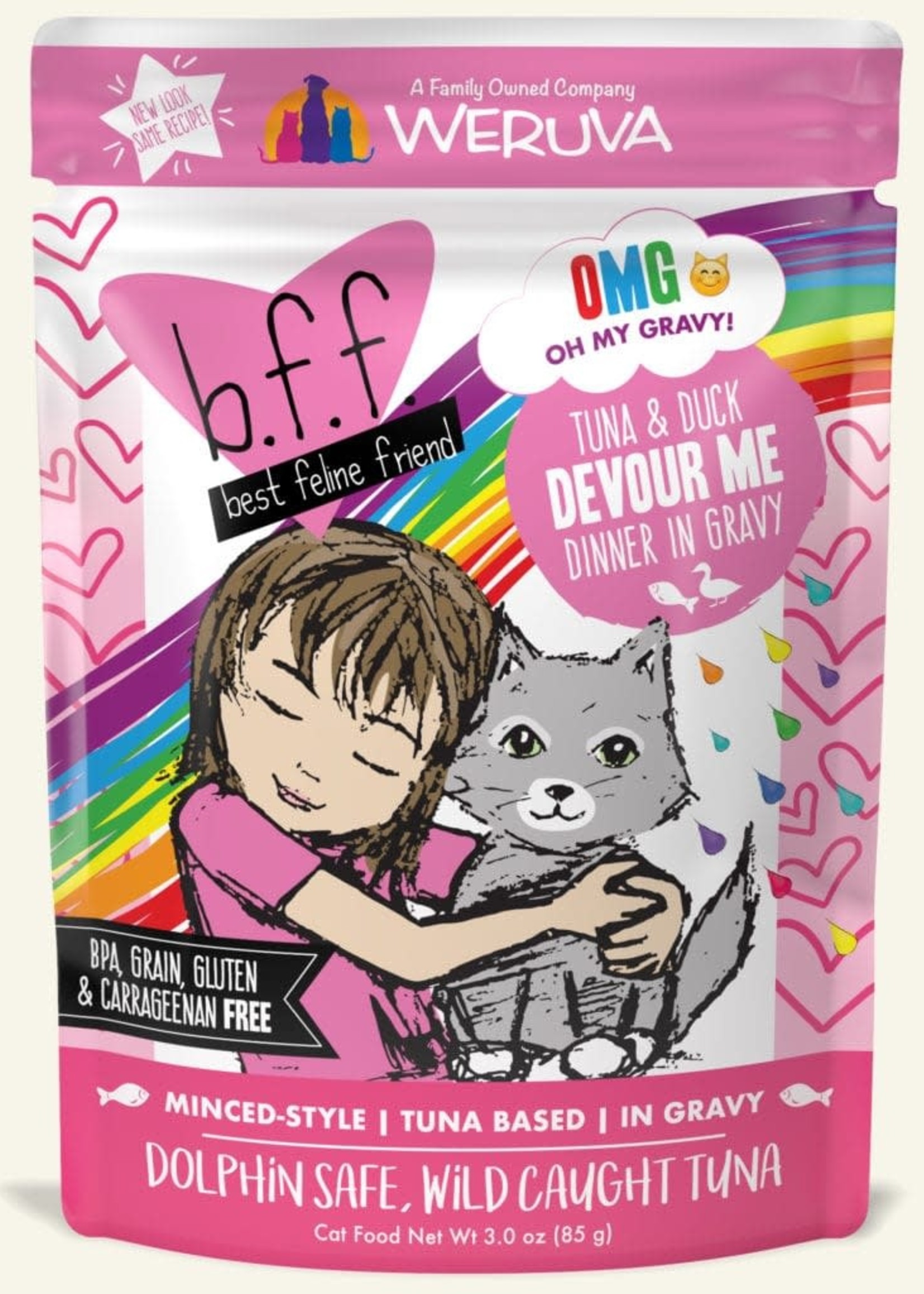 Weruva B.F.F. OMG Devour Me  Wet Cat Food 3oz Pouch Case