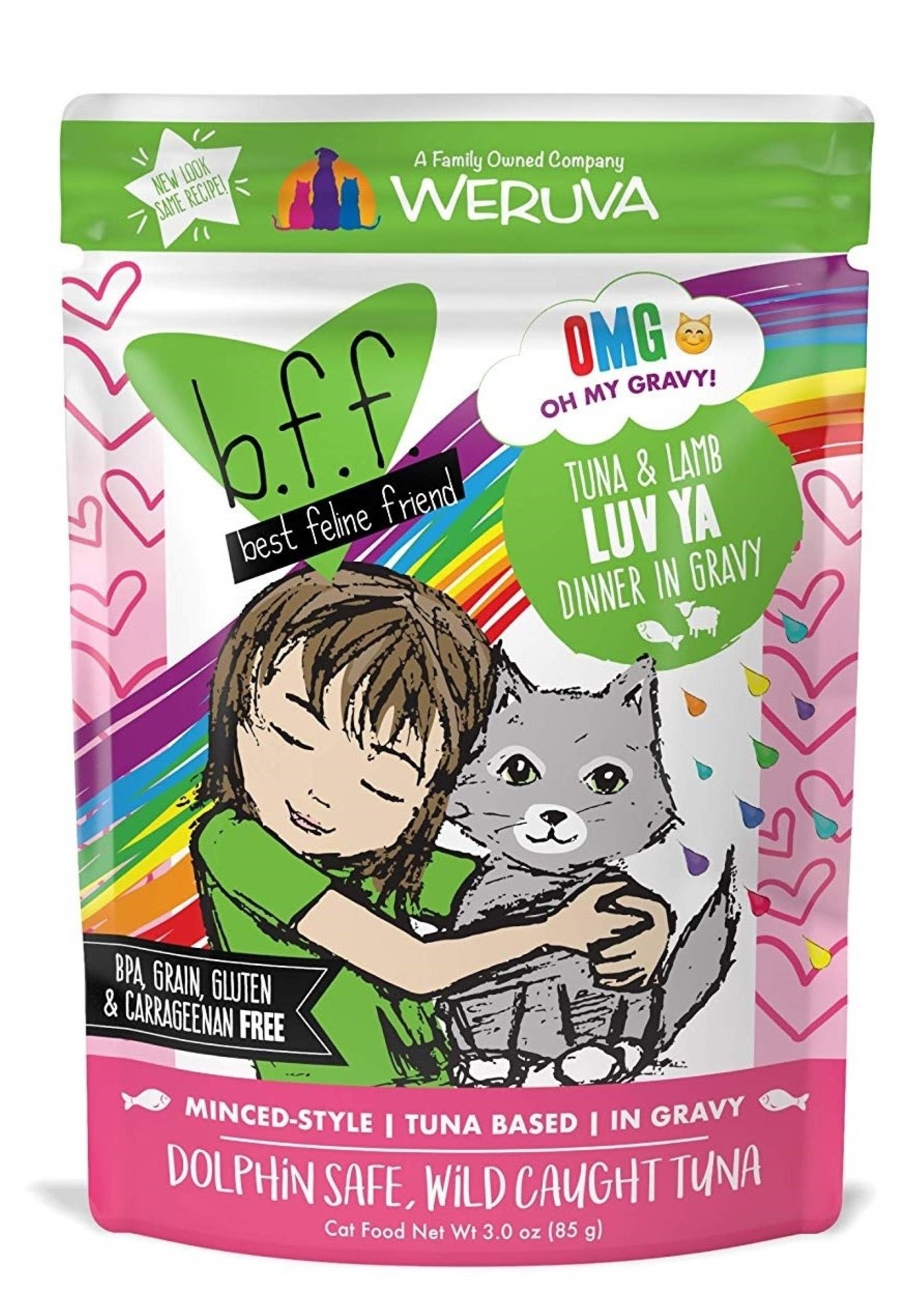 Weruva B.F.F. OMG Luv Ya  Wet Cat Food 3oz Pouch Case