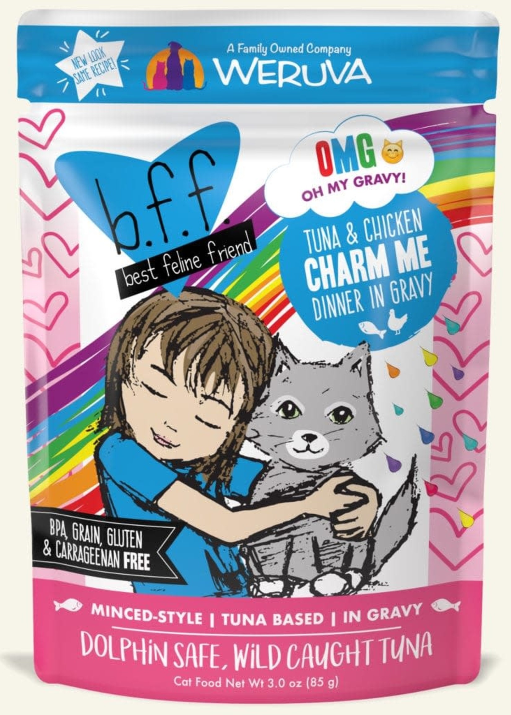 Weruva B.F.F. OMG Charm Me Tuna & Chicken in Gravy Wet Cat Food 3oz Pouch