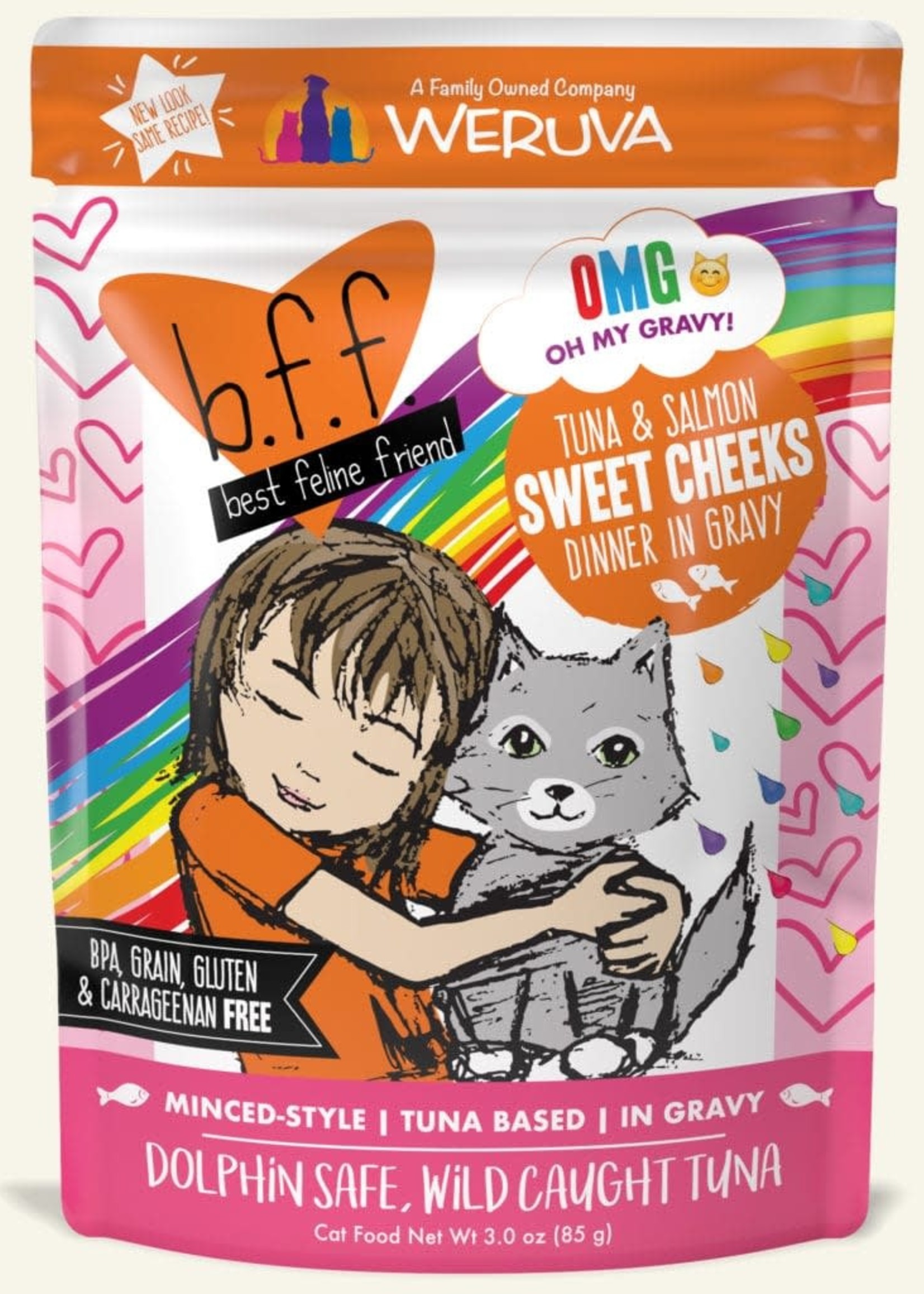 Weruva B.F.F. OMG Sweet Cheeks Wet Cat Food 3 oz Pouch 12 Case