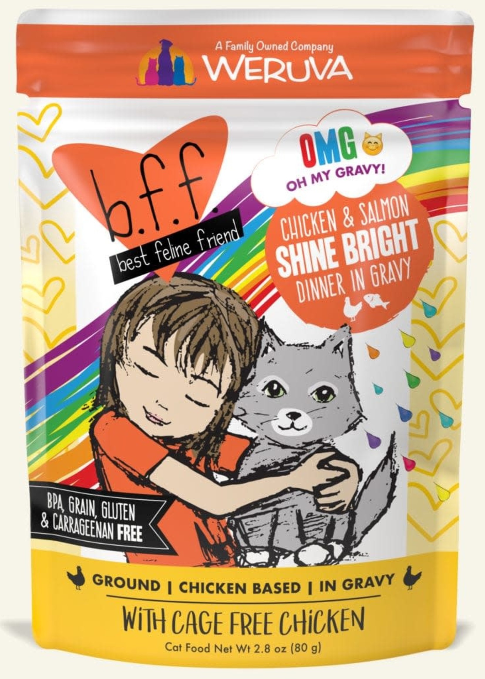 Weruva B.F.F. OMG Shine Bright Chicken & Salmon in Gravy Wet Cat Food 2.8oz Case