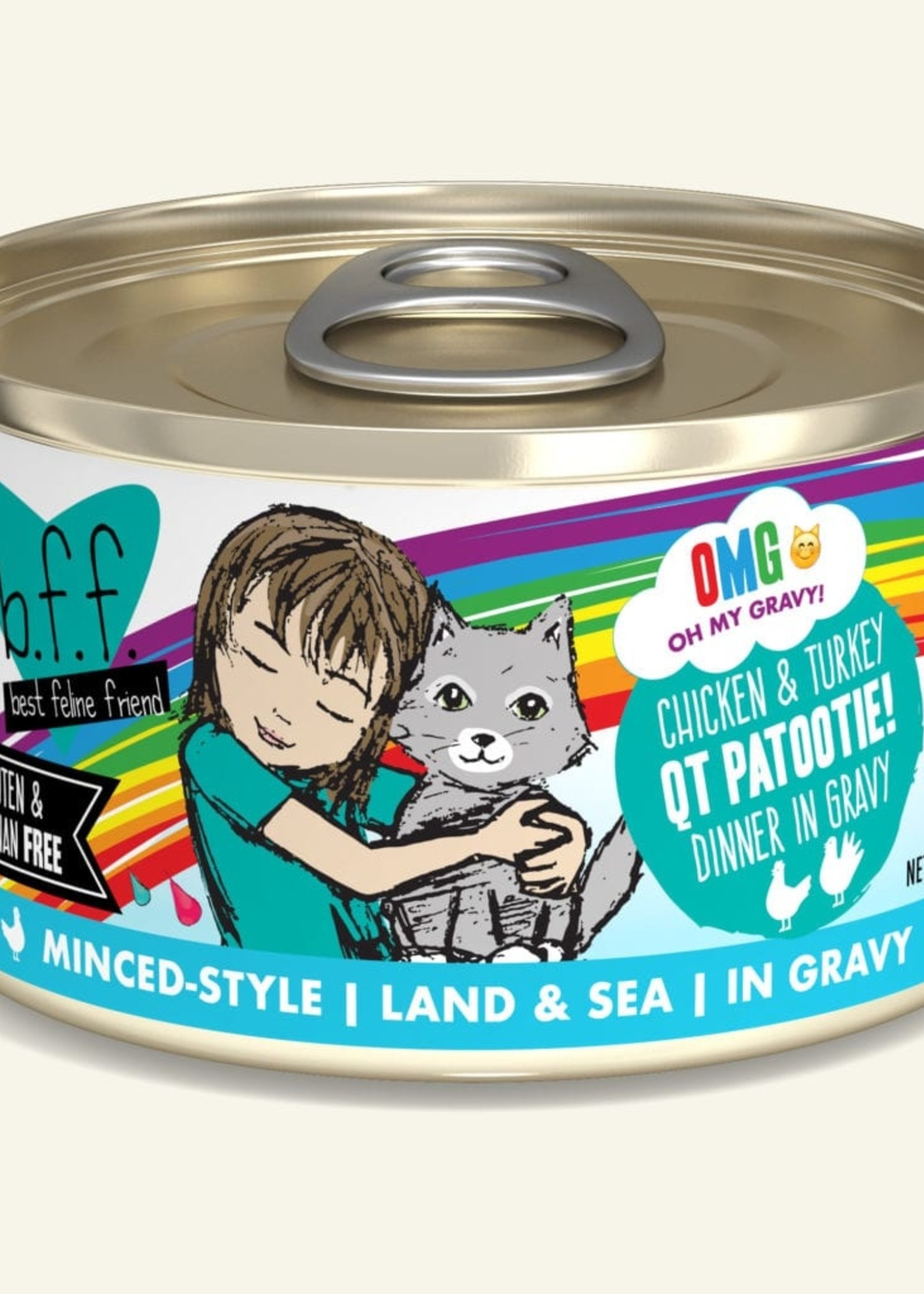 Weruva B.F.F. OMG QT Patootie! Chicken & Turkey in Gravy Cat Food 2.8oz Case