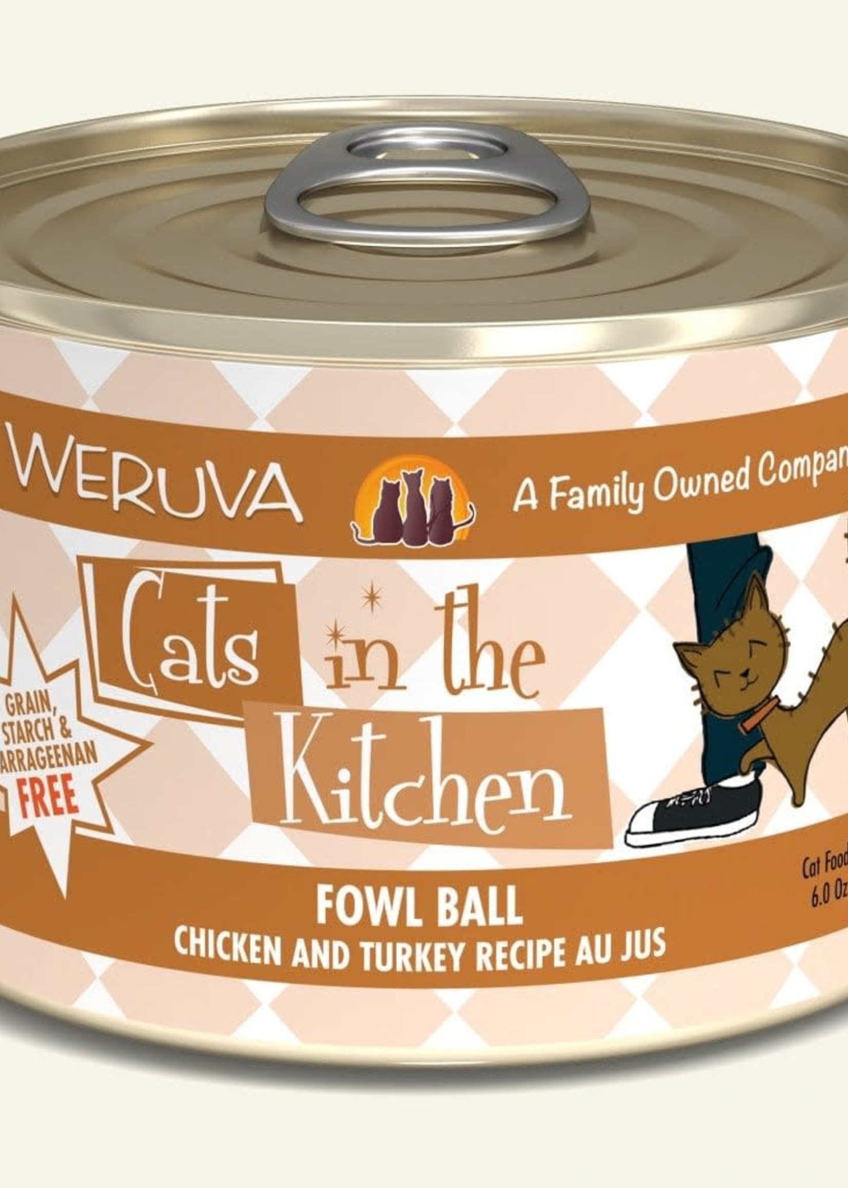 Weruva Weruva CITK Fowl Ball with Chicken & Turkey Au Jus 6oz Can Wet Cat Food (Pack of 24)