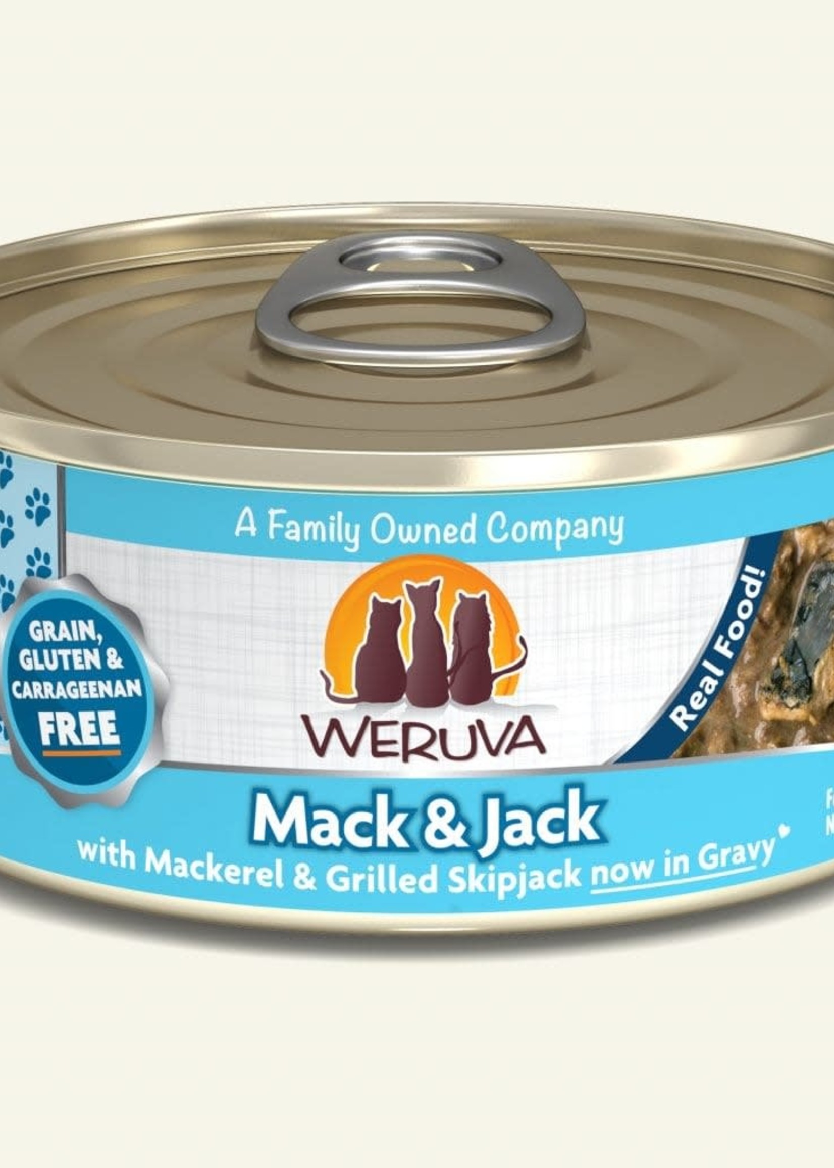 Weruva Mack & Jack with Mackerel & Grilled Skipjack in Gravy 5.5oz Can (Pack of 24)