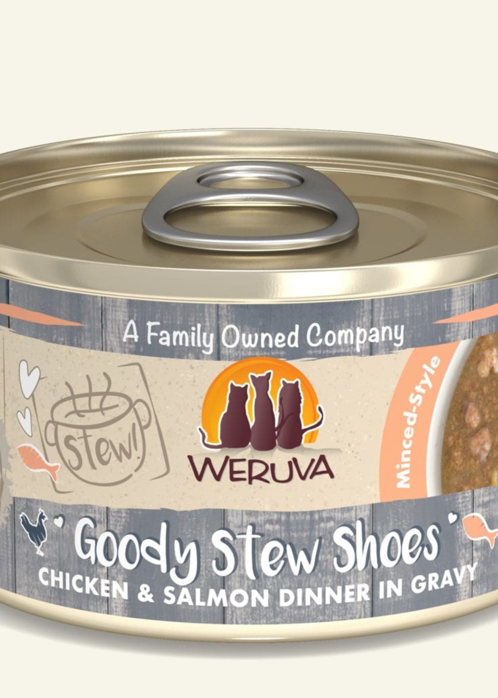 Weruva Weruva Classic Goody Stew Shoes with Chicken & Salmon in Gravy 2.8oz  Wet Cat Food Case