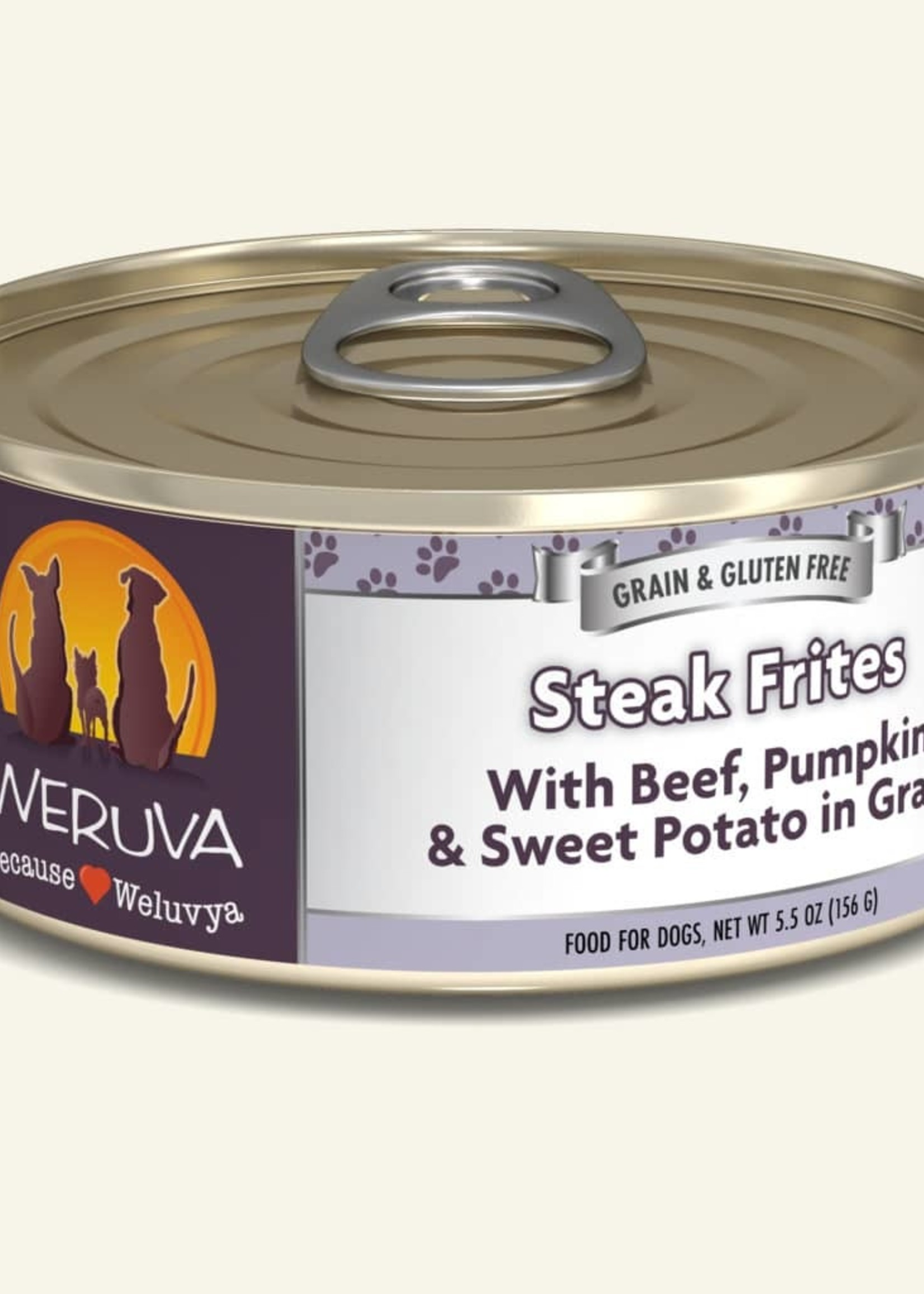 Weruva Weruva Steak Frites with Beef, Pumpkin & Sweet Potato in Gravy 5.5oz Can Wet Dog Food (Pack of 24)