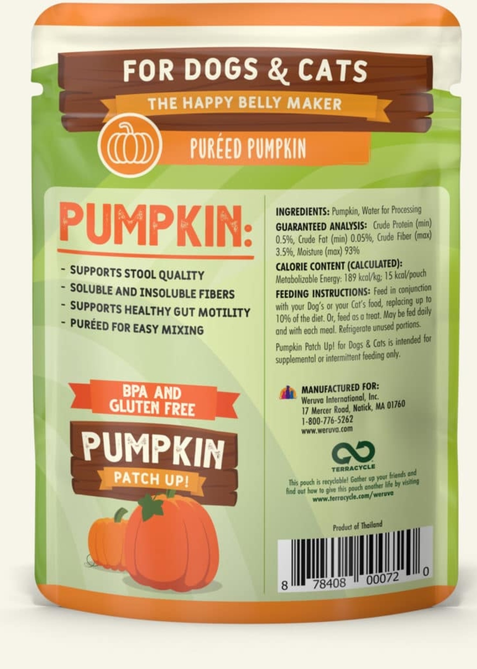 Weruva Weruva Pumpkin Puree 2.80oz Pouch (Pack of 12)