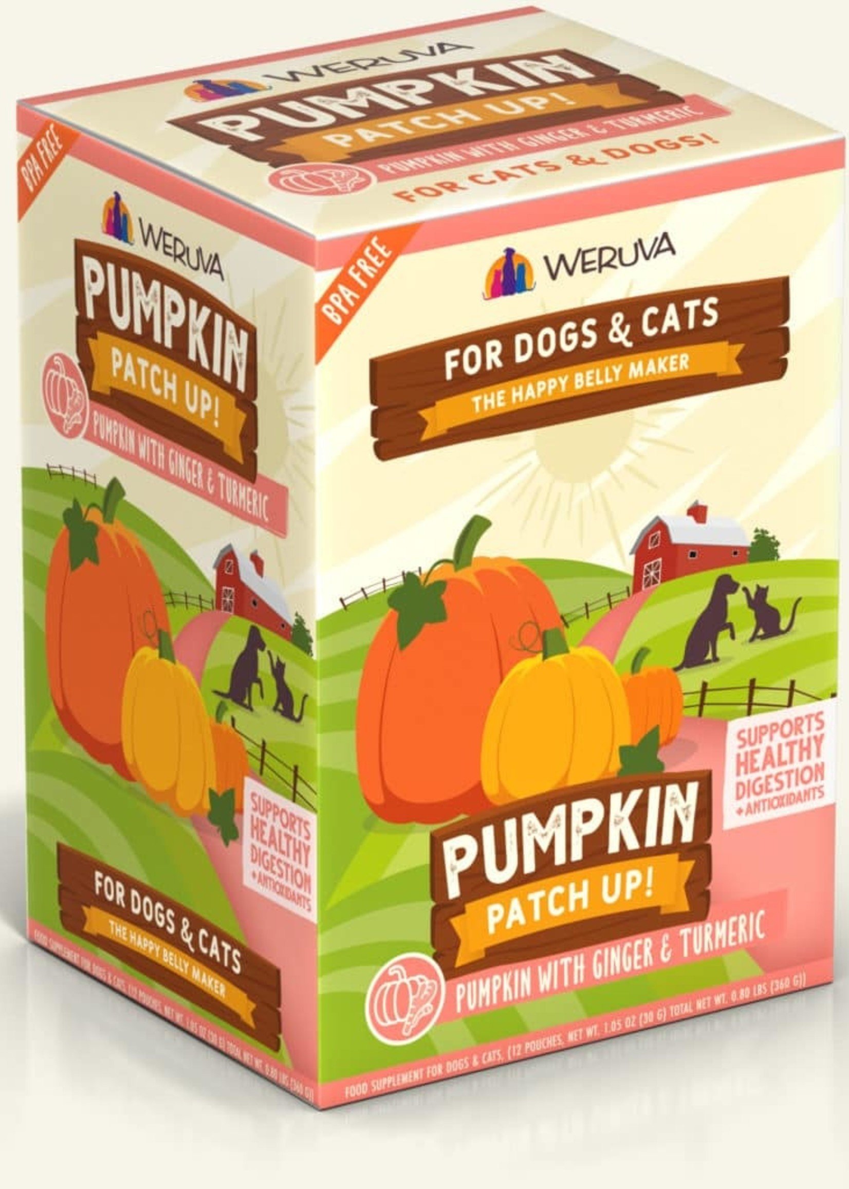 Weruva Pumpkin Patch Up!, Pumpkin with Ginger & Turmeric for Dogs & Cats, 1.05oz Pouch (Pack of 12)