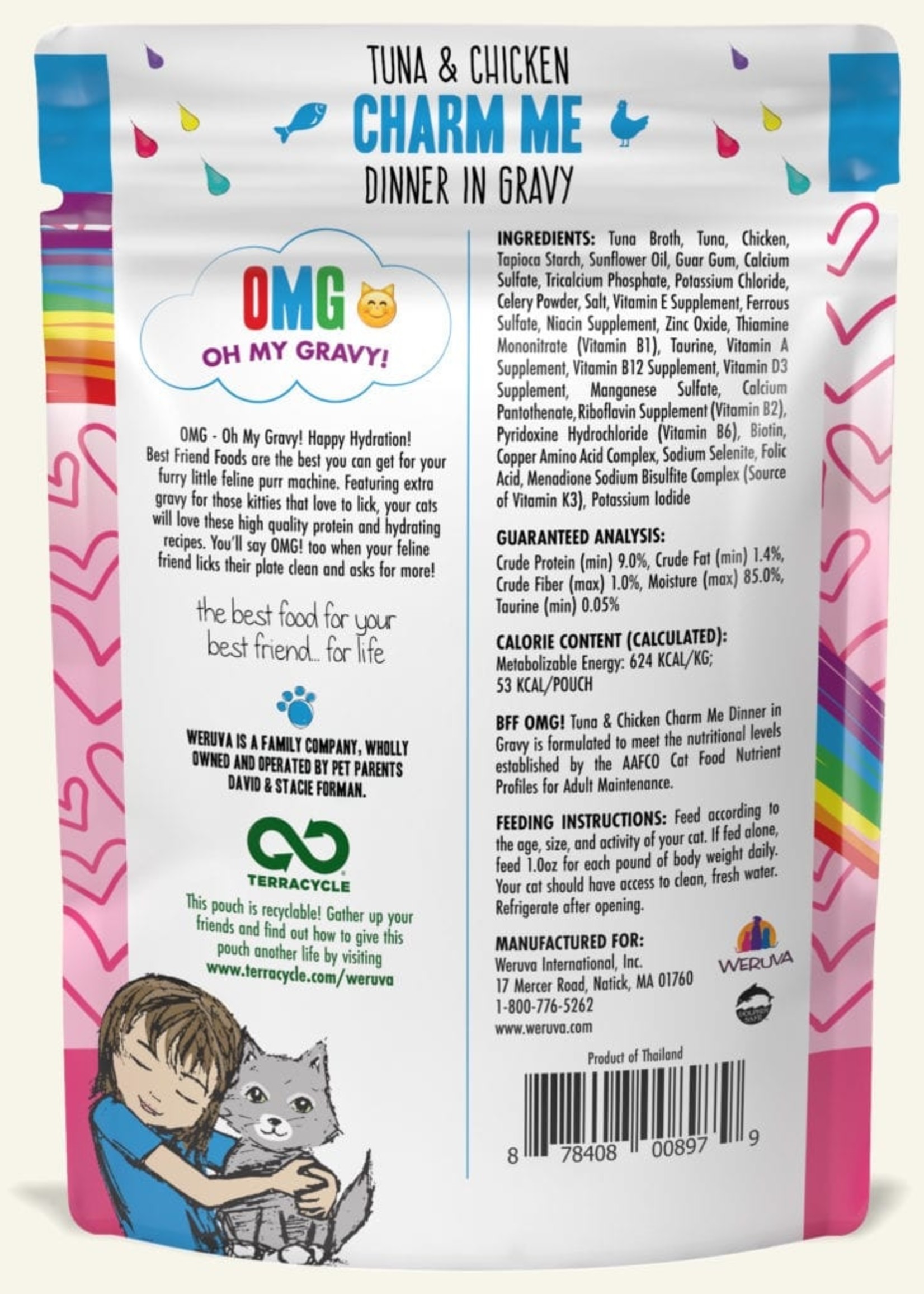 Weruva B.F.F. OMG Charm Me Tuna & Chicken in Gravy Wet Cat Food 3oz Pouch