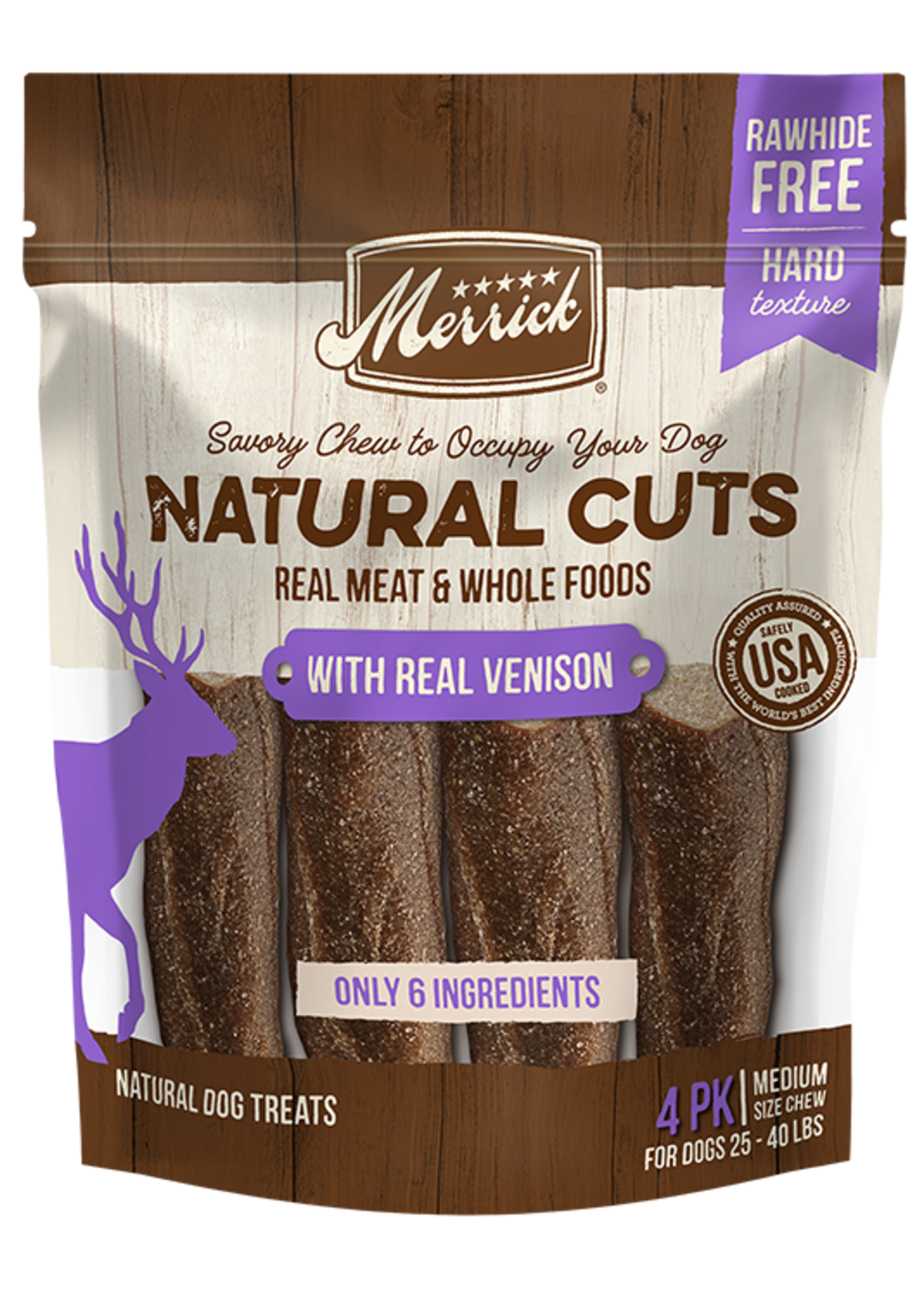 Merrick Merrick Natural Cuts w/ Venison Med 4 PK